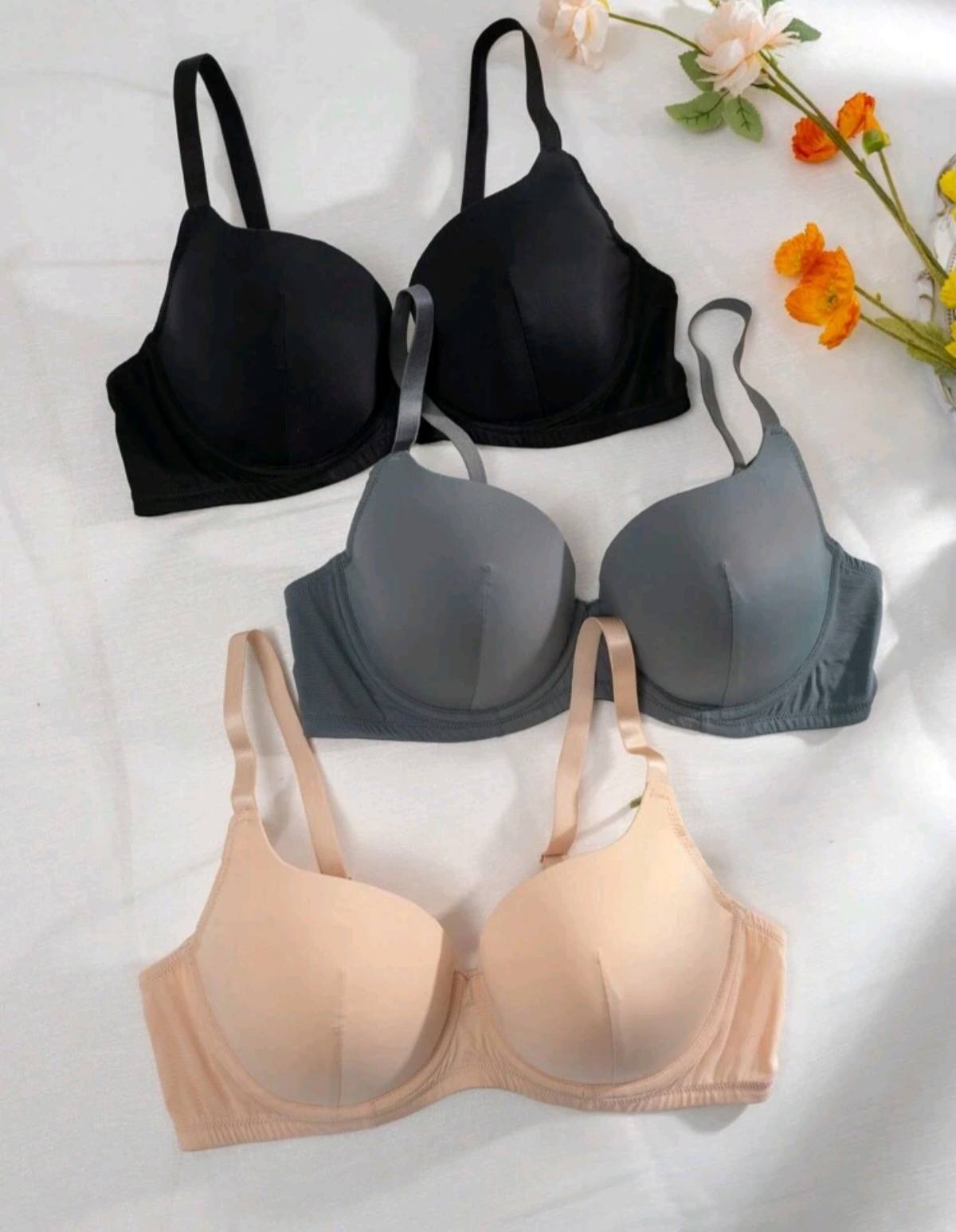 Conjunto De Sujetador Sólido De Color
